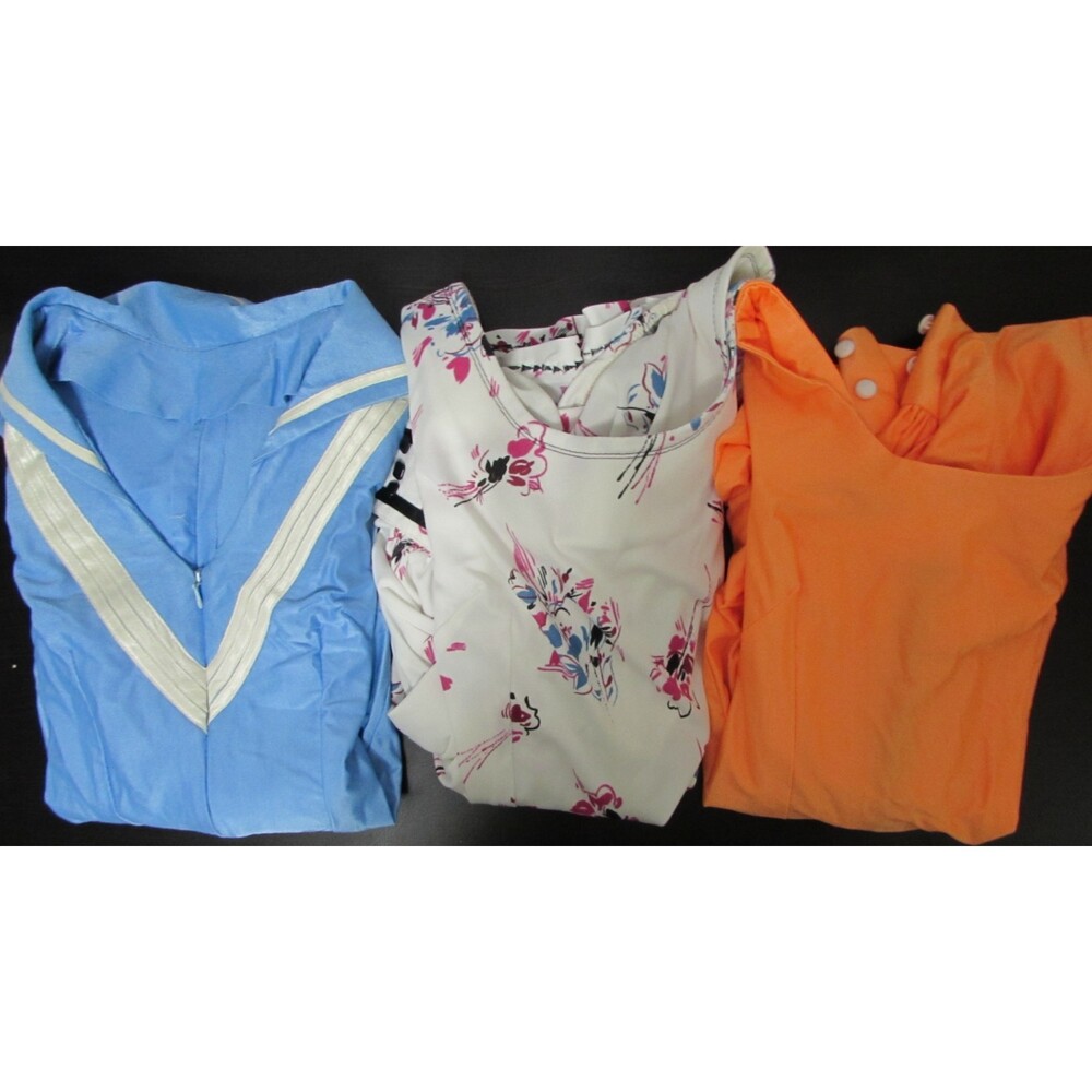 Vintage skating 3 dresses collar floral orange blue short s 70's Blue roller ice